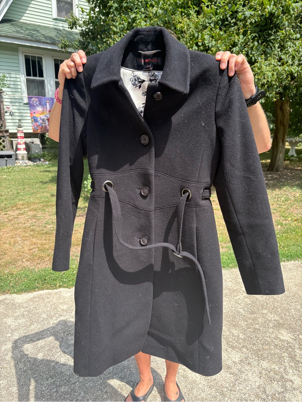Black wool trench coat